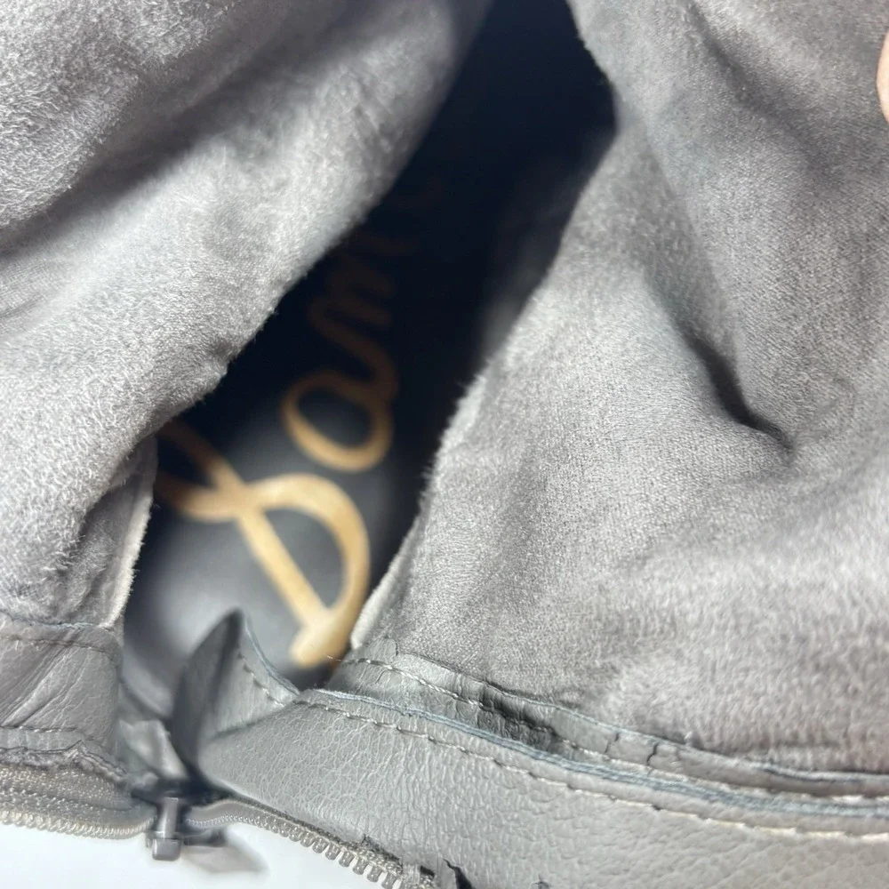 Sam Edelman Gray Riding Boots Womens 10M‎ Penny Leather Tall Equestrian Zip